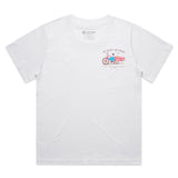 front of the no place like nado american flag surfboard tshirt