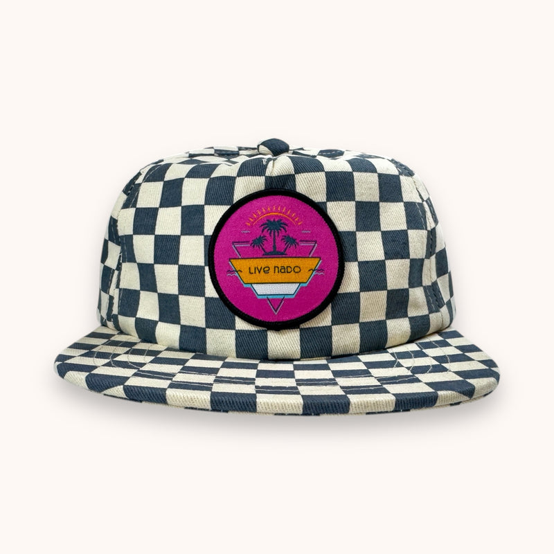 Blue checkered baseball cap surf cap