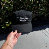 black dad hat with no place like nado embroidery from coronado california