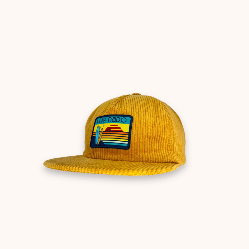 CENTRAL BEACH CORONADO |  CORDUROY FLAT BRIM SURF CAP IN MUSTARD