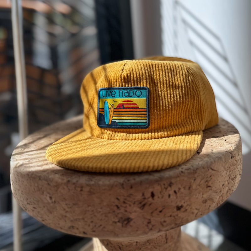 CENTRAL BEACH CORONADO |  CORDUROY FLAT BRIM SURF CAP IN MUSTARD